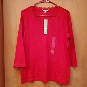 🟦 NWT Laura Ashley 3/4 Sleeve Scoop Neck